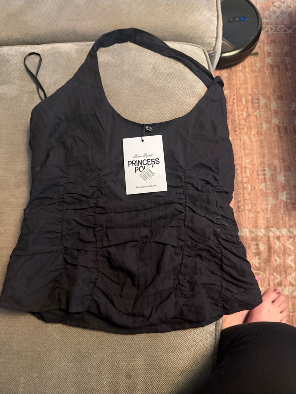 Princess Polly Black Ruched Racerback Tank - Picture 6 of 6